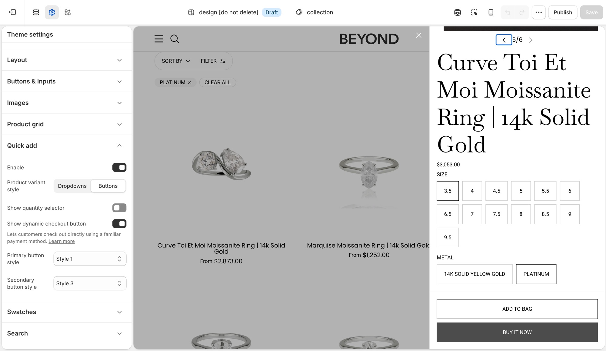 Beyond Quick add in Theme settings