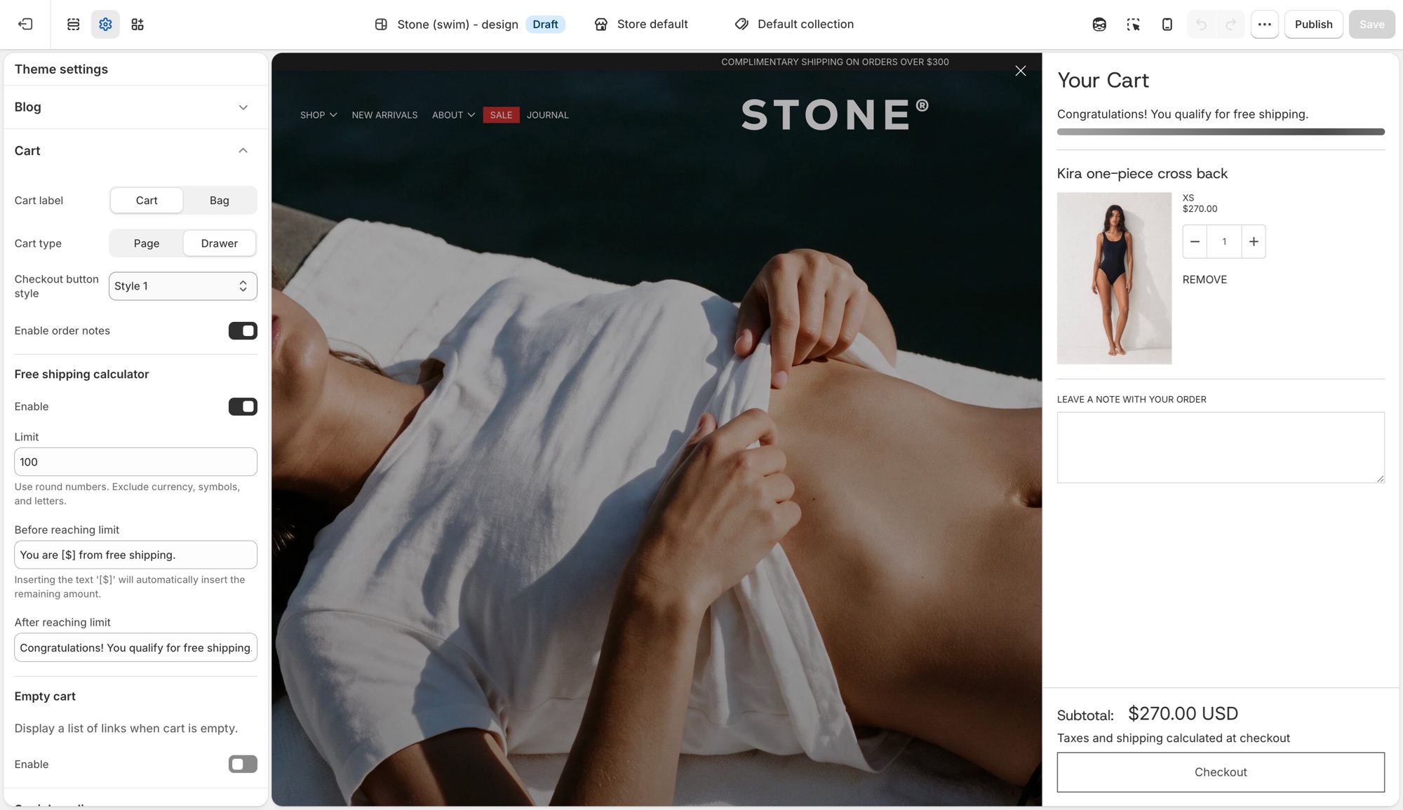 Blockshop Cart in Theme settings