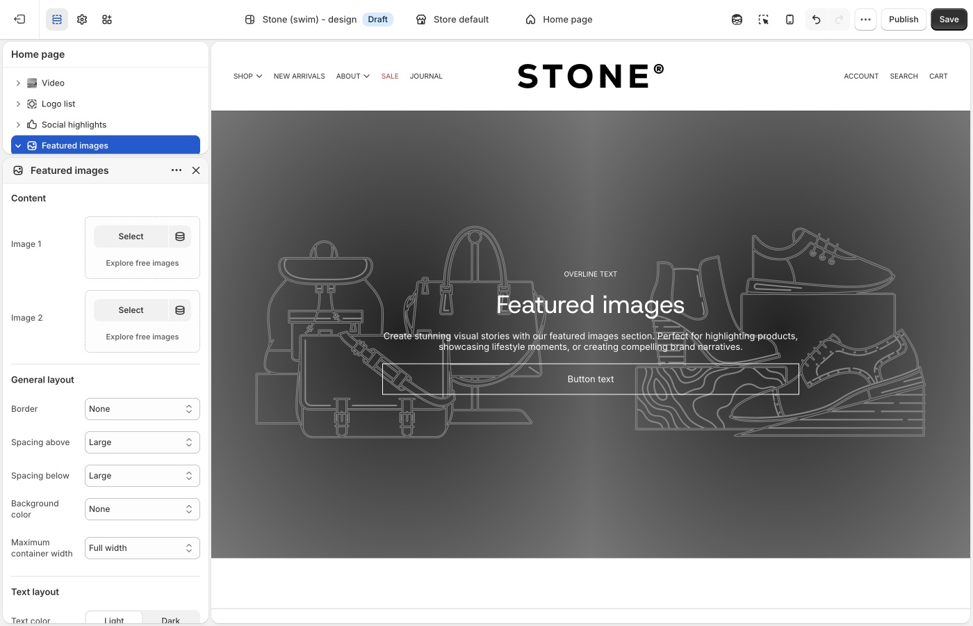 Featured images settings