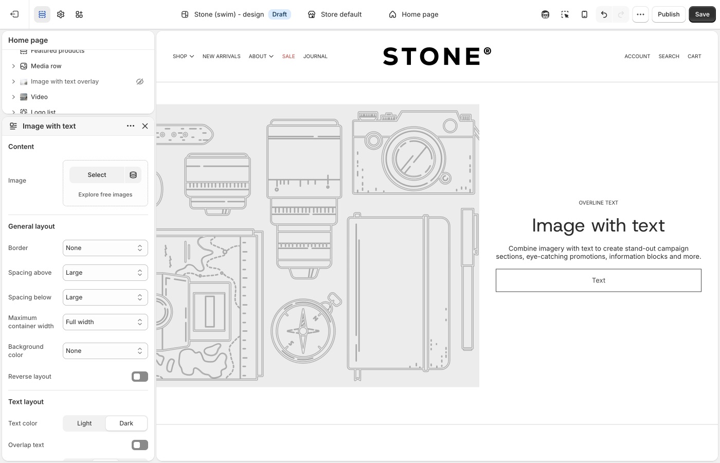 Image with text settings