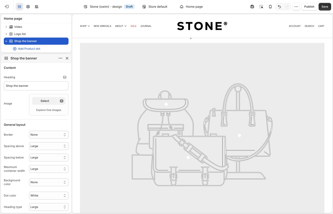 Shop the banner settings