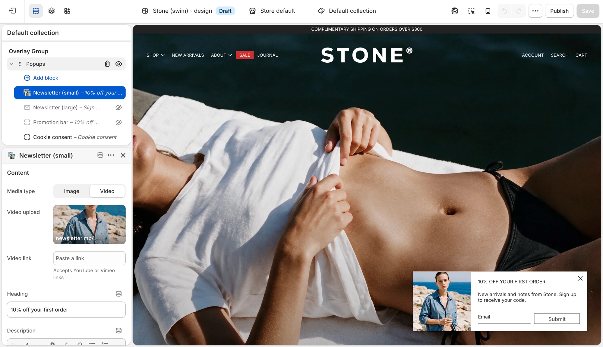 Blockshop Popups block list and Newsletter (small) settings