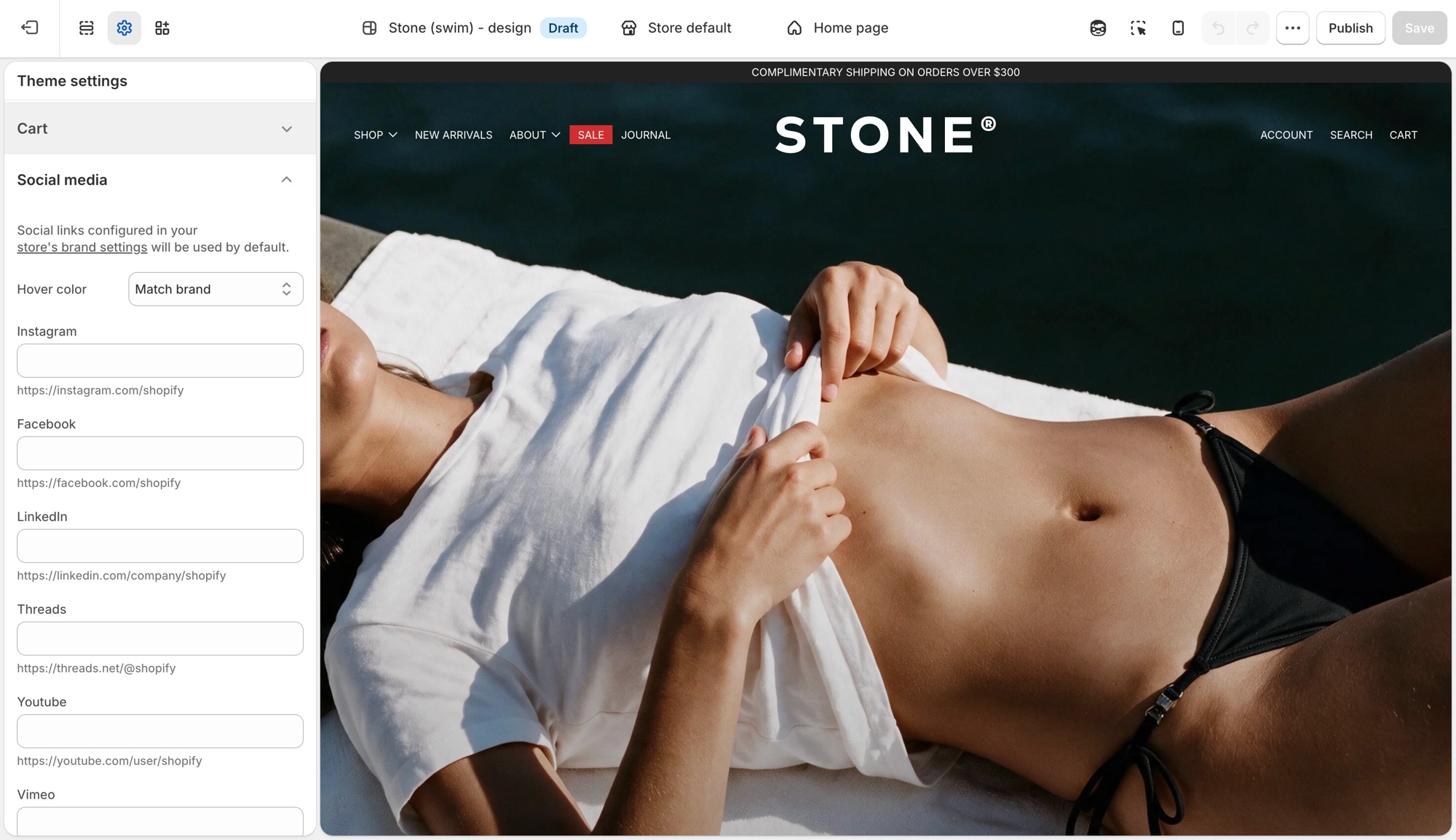 Blockshop Social media in Theme settings