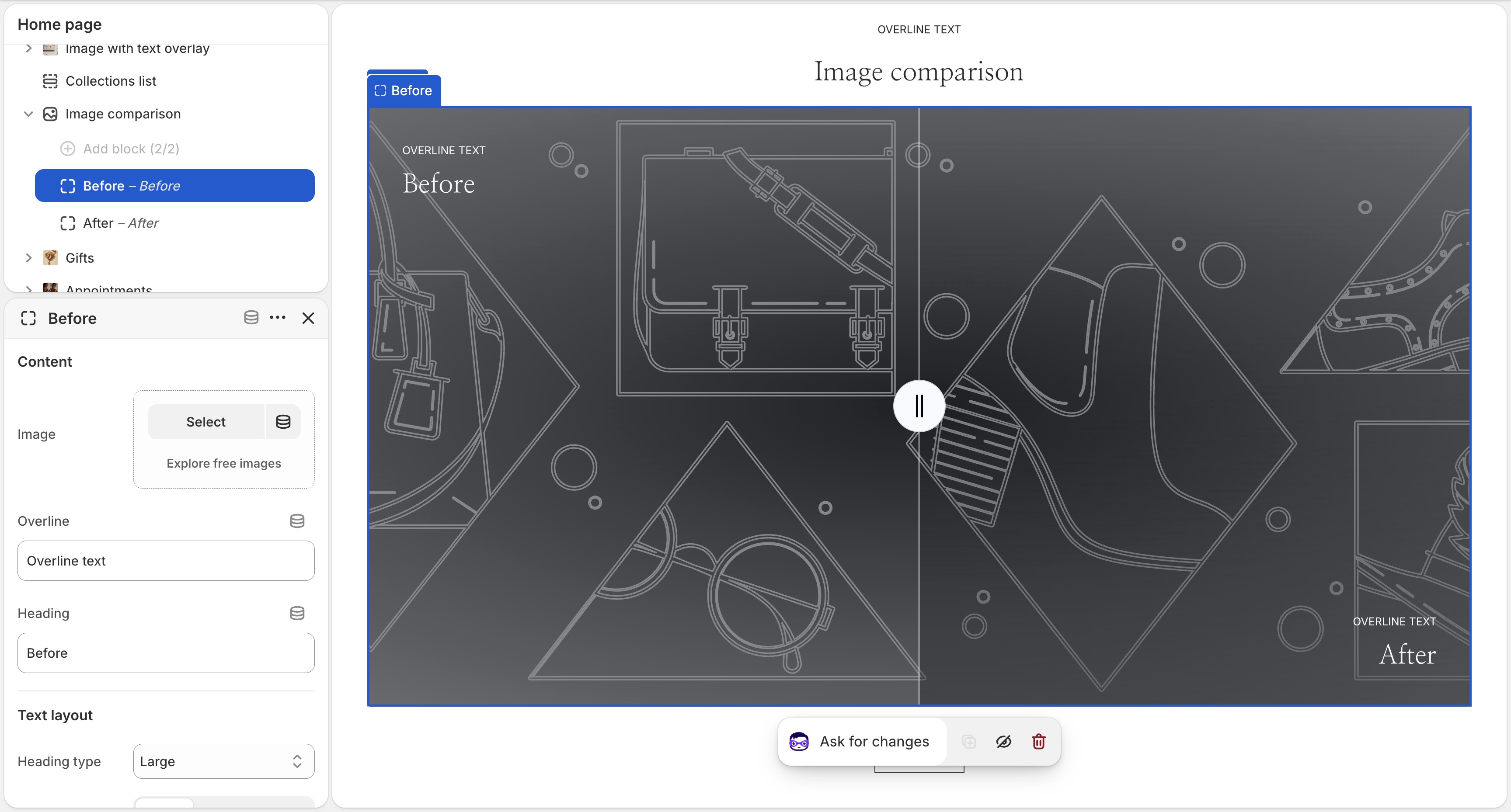 Image comparison settings