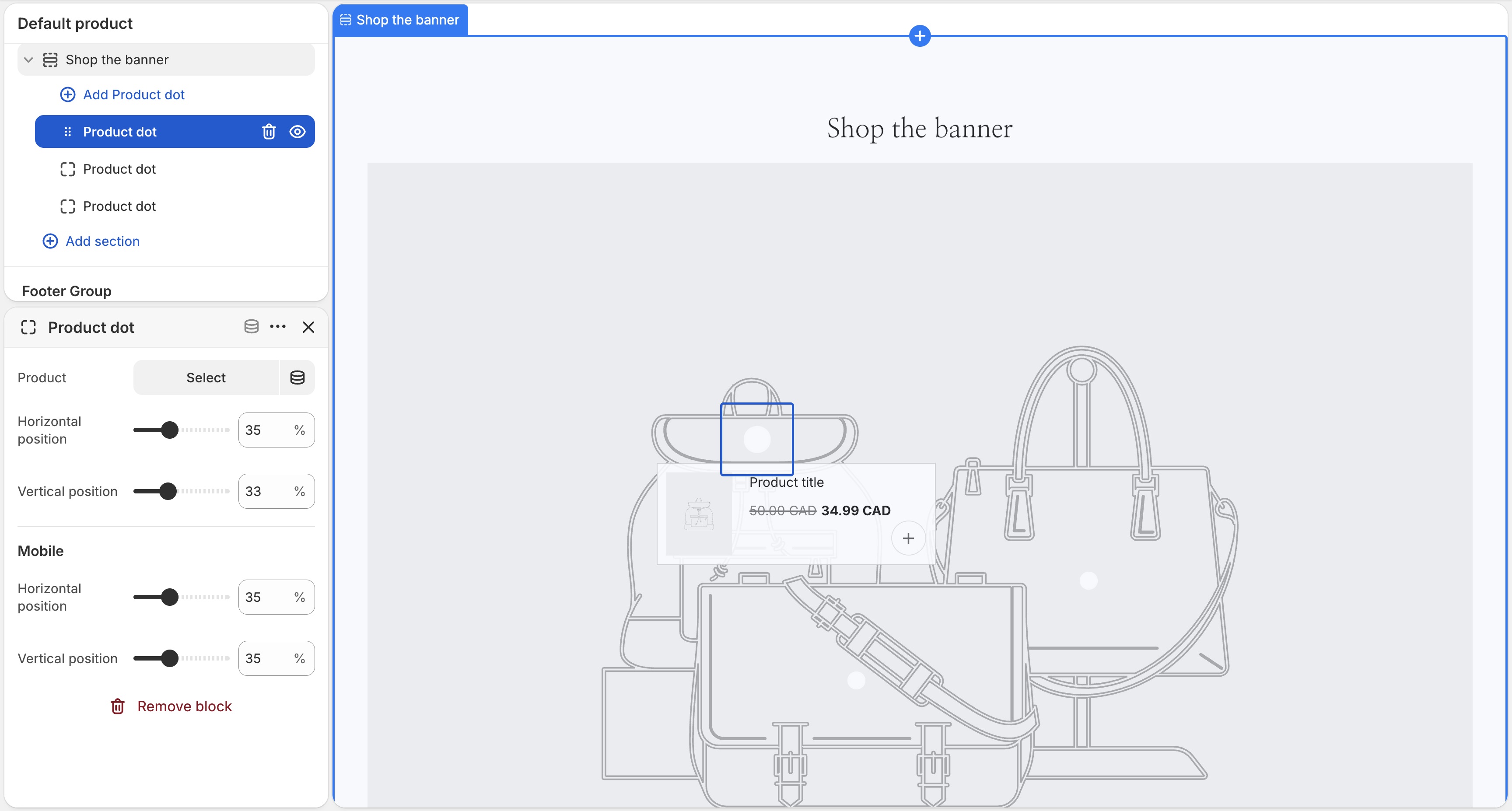 Shop the banner settings