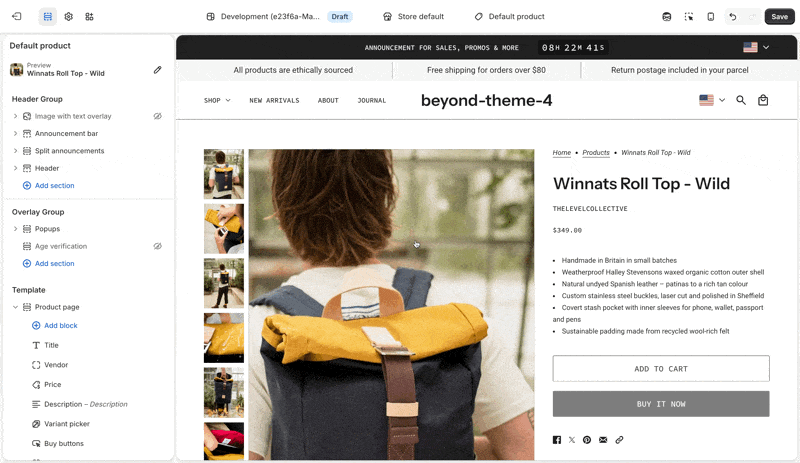 product thumbnail view